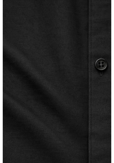 Classics Men Shoow Uzun Kol Slim Fit Erkek Keten Gömlek - 7576 Siyah