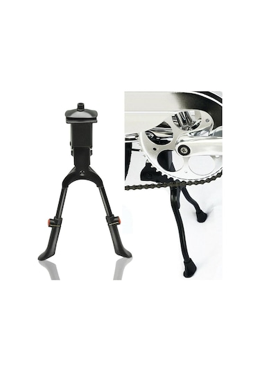 Pazly--çift Ayaklı Kickstand, Ortadan Montajlı, Çelik, Ayarlanabilir Siyah