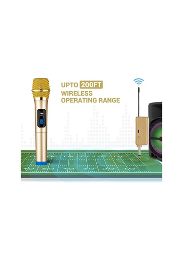Kablosuz Çift Dinamik Mikrofon Sistemi Şarj Edilebilir Alıcı Altın 1 Mikrofon