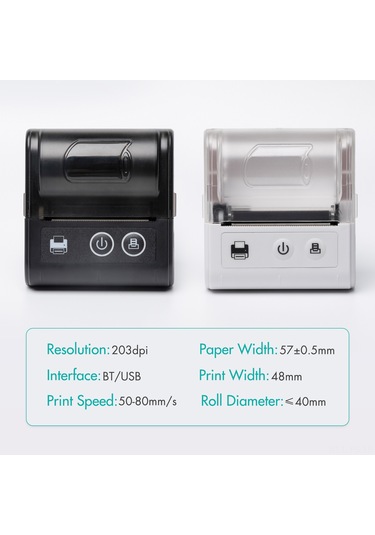 Yunboo Beyaz Jk-5803p 57mm Taşınabilir Termal Fiş Yazıcı - Usb+bluetooth Bağlantı, 2600mah Batarya, 1 Adet Kağıt İle
