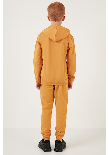 Lela Kapüşonlu Cepli % 100 Pamuk Çocuk Unisex Çocuk Takım 5922021 Koyu Sarı