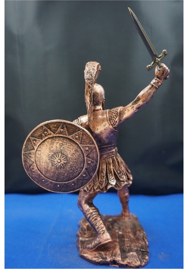 Roma Askeri Hector Mitolojik Tasarım Ev Ofis Dekoratif Hediyelik Aksesuar 19 Cm Bakır