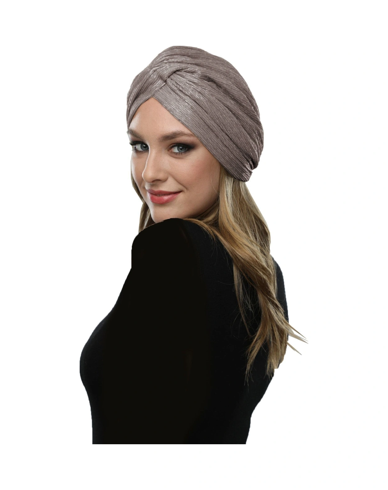 Simli Çapraz Astarlı Kahve Hazır Türban Tesettür Bone Kahve