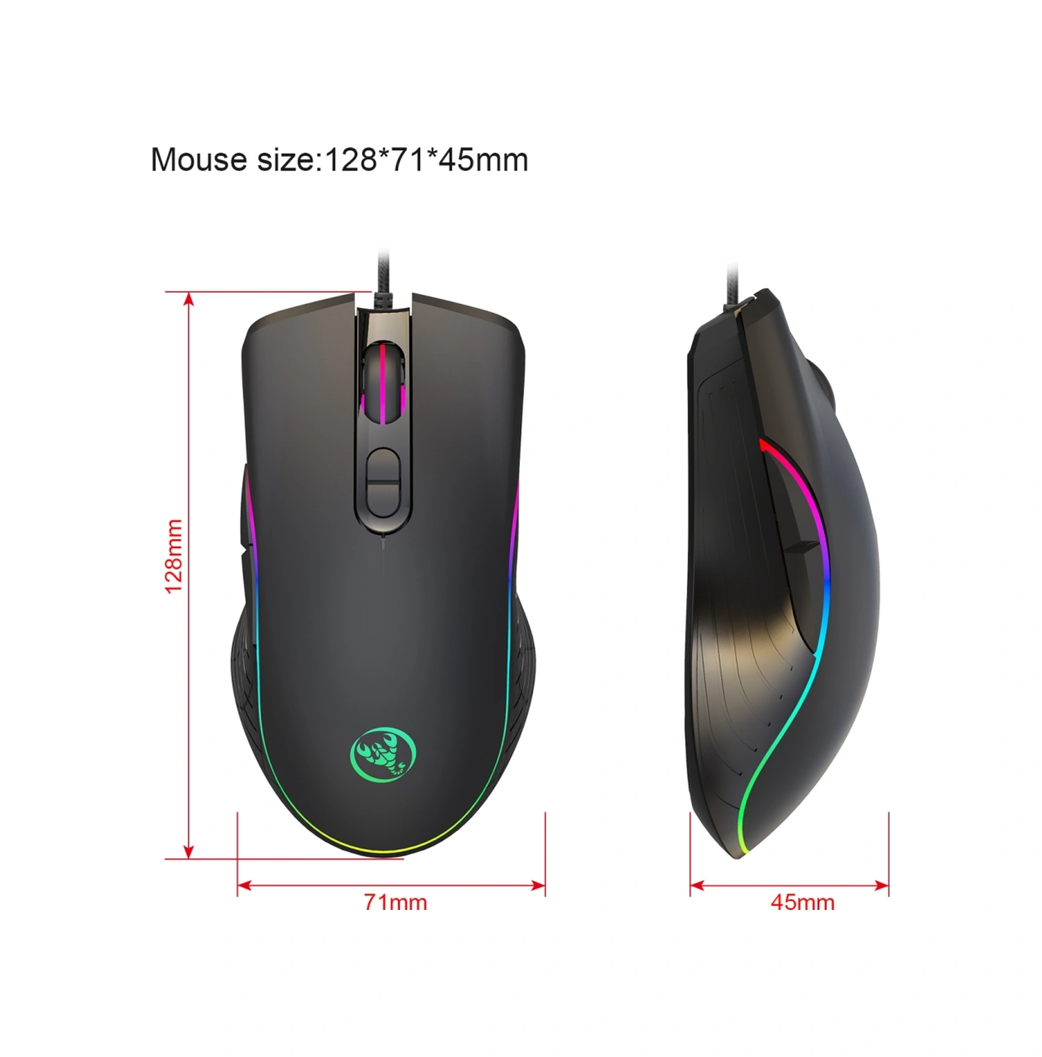 Sones Hxsj A867 Usb 6400dpı Dört Hızlı Ayarlanabilir Rgb Aydınlatmalı Kablolu E-spor Oyun Faresi, Uzunluk: 1,5 M Diğer