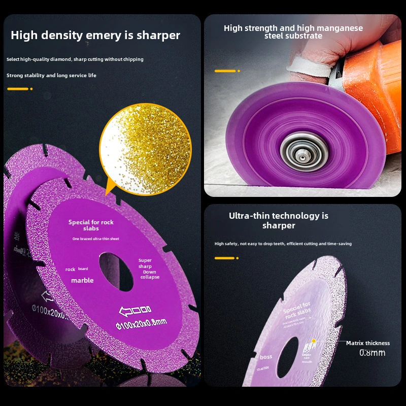 Hombey Profesyonel Mermer Seramik Kesici: Ultra İnce Taş Panel İçin Diamantlı Fırçalı Testere, Kırılma Olmadan Kuru Kesim Φ100 10 Açılmaz