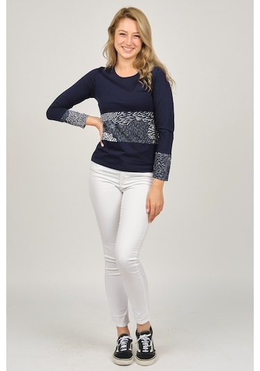 Sistas Kadın Uzun Kollu Penye Bluz 6699448 Lacivert-Lacivert
