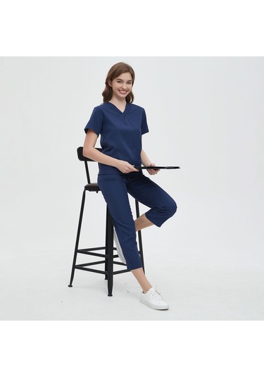 Suntek Kadın Scrubs Seti V Yaka Hemşire Güzellik Salonu Spa L
