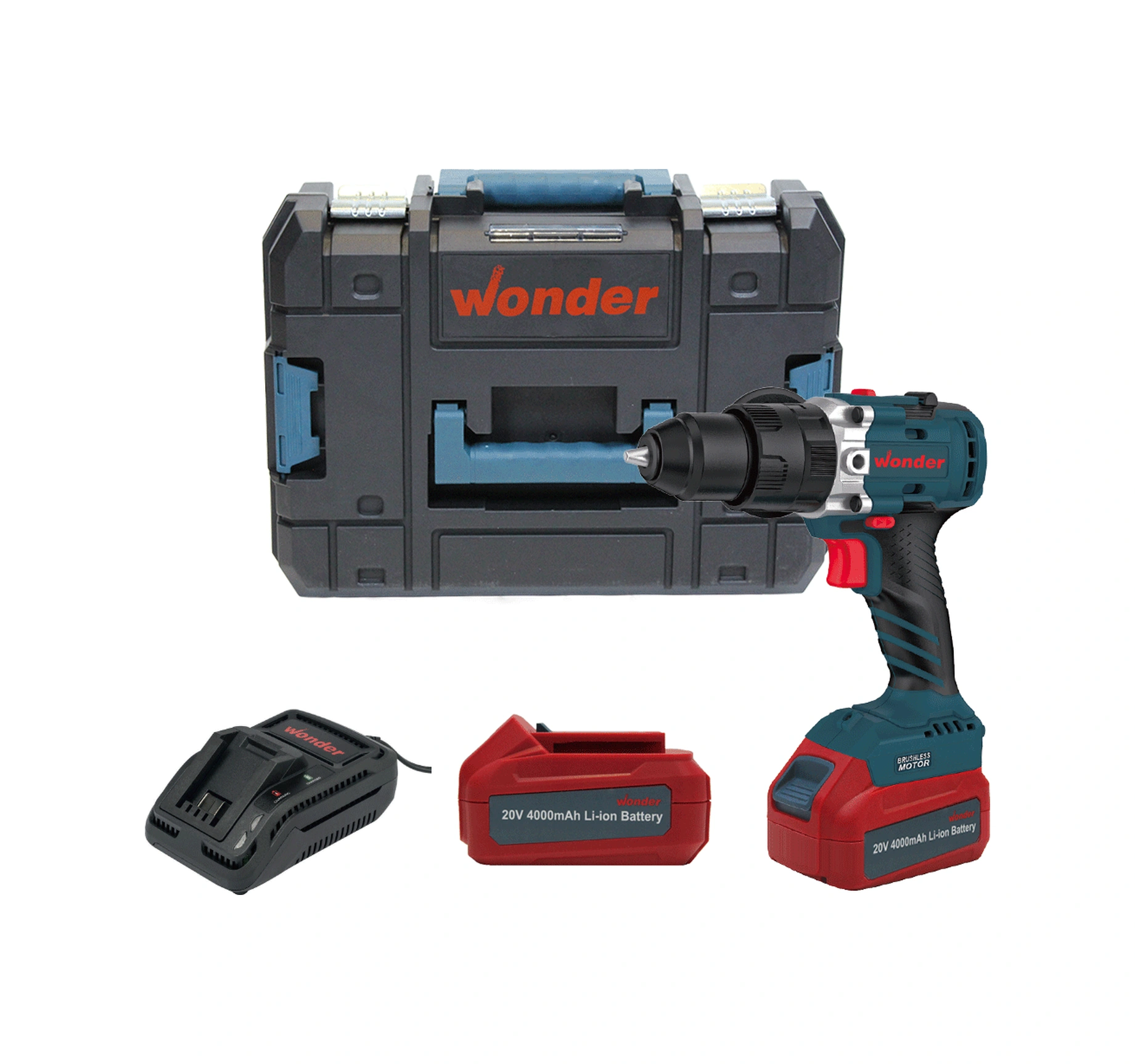 Wonder WAM25S4 20V 4.0AH Li-ion Çift Akülü Kömürsüz Darbeli Matkap