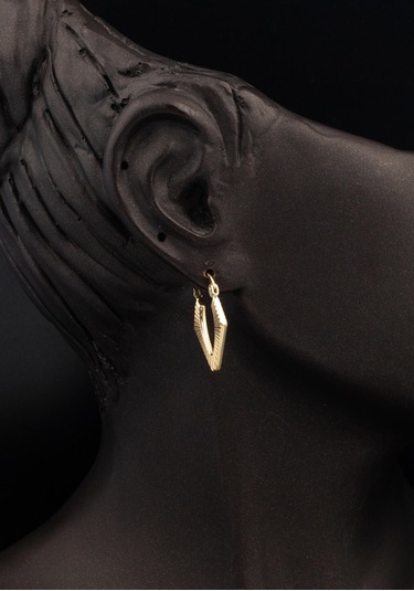 Bilezikci Köşeli Halka Altın Küpe Sarı Altın