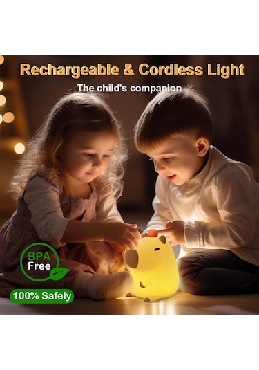 Yaleker Usb Şarjlı Dokunmatik Çocuk Gece Lambası - Yumuşak Silikon Zamanlayıcılı Oda Aydınlatma Çok Renkli