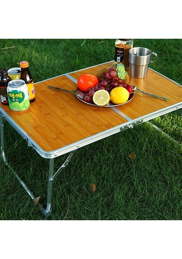Prestigegoods Mini Katlanır Bambu Ahşap Outdoor Kamp Masa 001, Hafif Ve Pratik, Konaklama İçin İдеal Kahverengi
