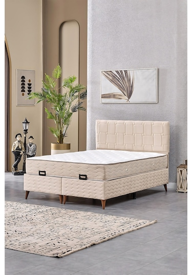 Evdemo Vizyon Çift Kişilik Baza Başlık Set Krem 150 200 150 x 200