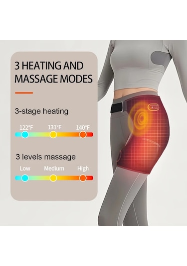 Willowhaven 1 Adet Isıtmalı Titreşimli Masaj Kalça Pedi 3 Sıcaklık Ayarlı Taşınabilir Şarjlı Hediye Siyah