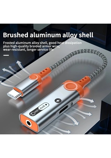 Boatshop1 Turuncu Type C Den 35mm Kulaklık Ve Şarj İkisi Bir Arada Dönüştürücü Dac Çip Pd 60w Hızlı Şarj Ses Kalitesi