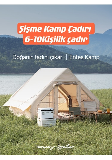 Şişme Kamp Çadırı 6-10 Kişilik Çadır Bej