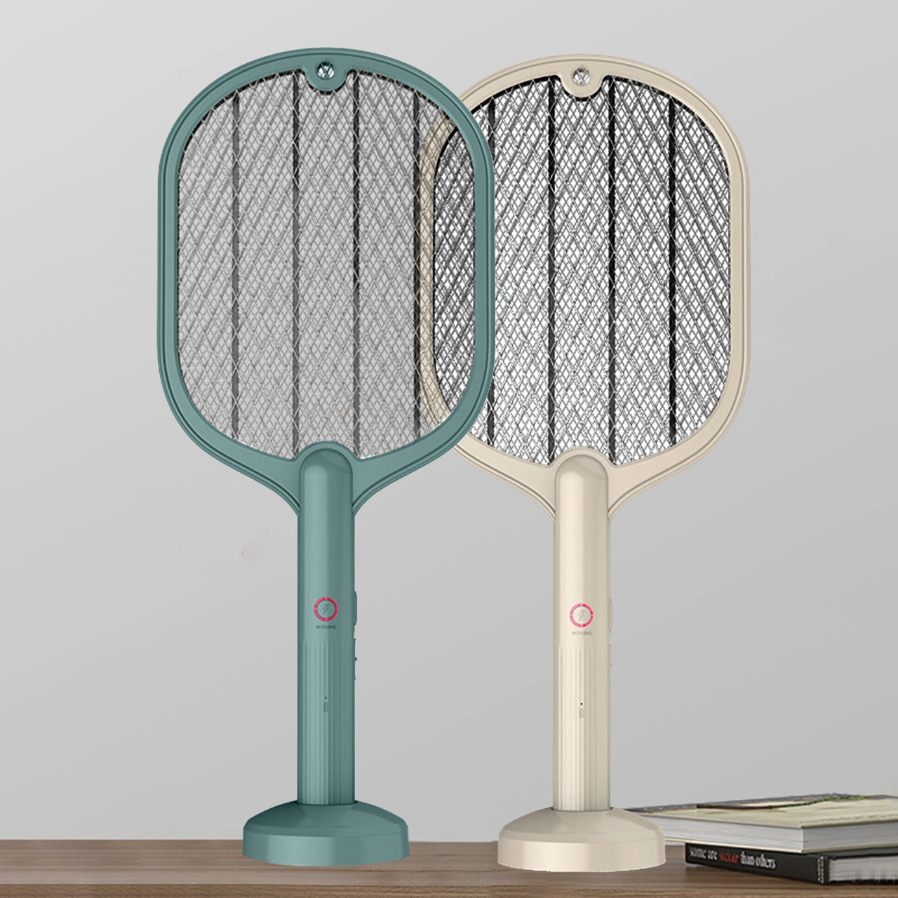 Shineyee 3000v Elektrikli Atıcı + Mor Işıklı Kovucu Iki İşlevli, Usb Şarjlı, Duvara Takılabilir, Güvenli Kılavuzlu Bej