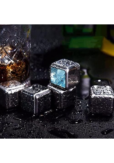 Perlotus Çelik Metal Viski Taşı Soğutma Buz Küpü 2'li