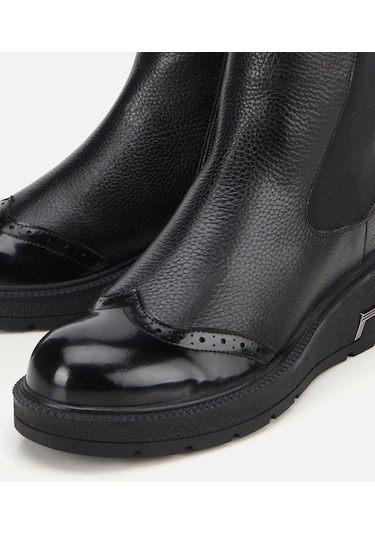 Hotiç Kadın Deri Siyah Streç Dolgu Topuklu Bilekte Chealse Bot 01boh313380a100 01boh313380a100 Siyah