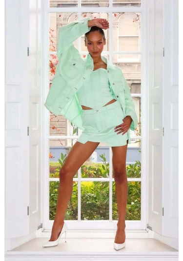 By Dyln Mint Yeşili Oversize Denim Ceket - Jerome Jacket, Şık Ve Rahat Tasarım Yeşil