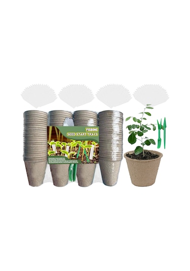 Neevoyu 100 Adet 8cm Biyodegradable Fidan Suketi + 100 Bitki Etiketi + Fidan Çekici - Organik Toprak Dostu Fidan Yetiştirme Seti