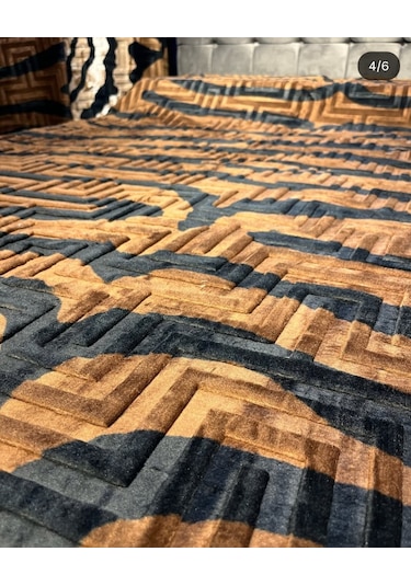 Aksu Safari Çift Kişilik Ultra Yumuşak Embos Vizon Battaniye Leopar Desen Kahve Krem