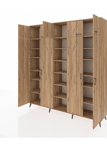 Hyperion Dolap 18 Raflı 9 Kapaklı 220x44x243 Çam-çam/çam Atlas Çam/atlas Çam