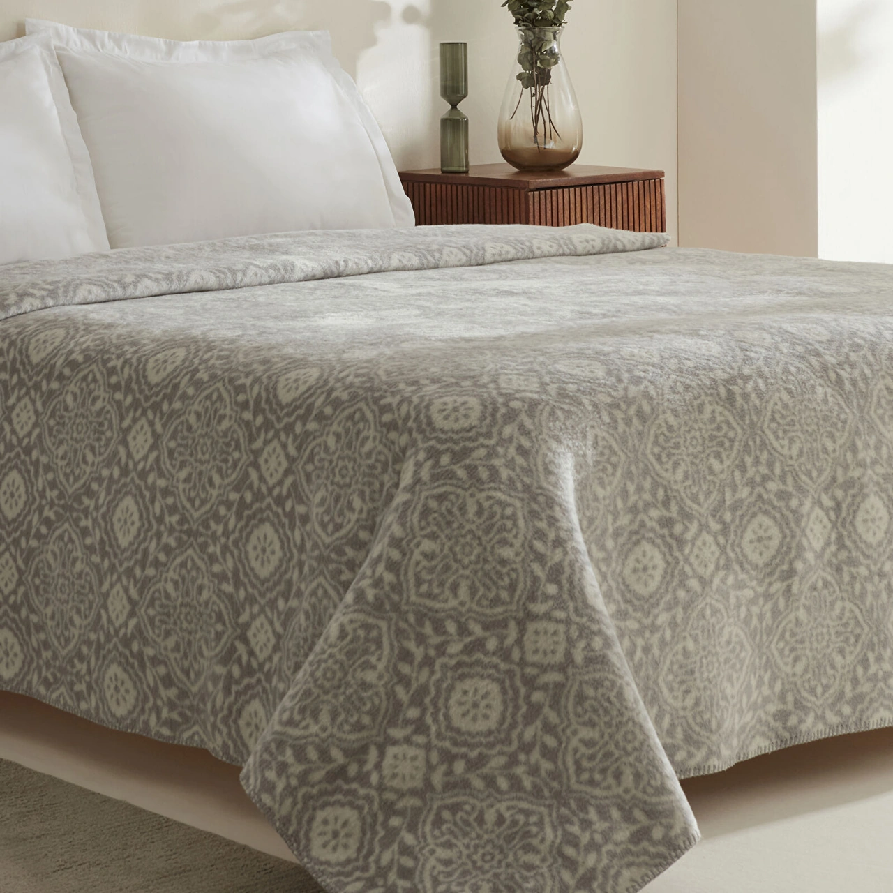 Karaca Home Ansel Çift Kişilik Akrilik Battaniye Açık Gri Gri