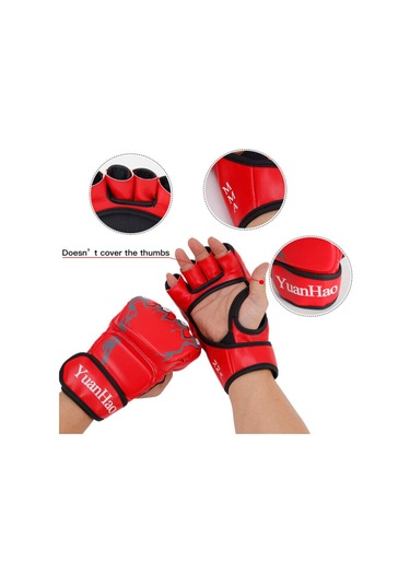 Moveevo Erkek Kadın Yarı Parmak Boks Eldiveni - Sert Lastik Malzeme, Eldiven Kolluk, Antrenman Savaş Sporu İçin Dayanıklı Ve Rakipsiz Tutuş Siyah