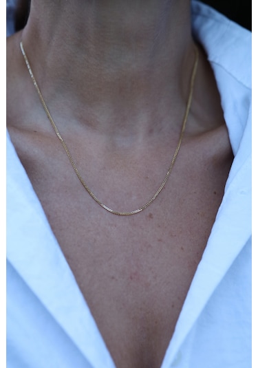 14 Ayar Altın 2 Mm Tilki Kuyruğu Zincir Znc23683 Sarı Altın