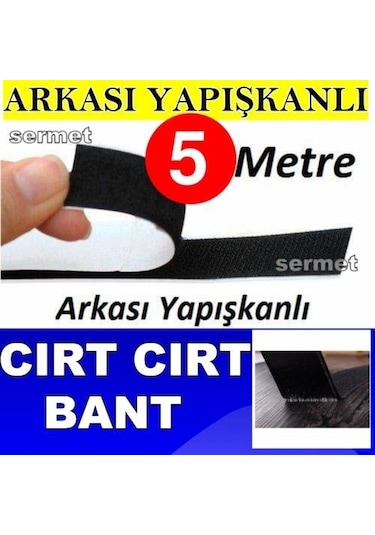 Siyah 5 Metre Çırt Bant Yapışkanlı Cırt 2 Cm Genişliğinde