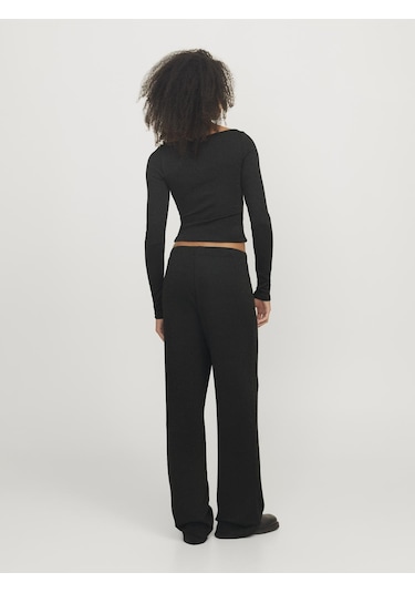 Jack & Jones Kadın Simli Kumaş Crop Top - Sigga Black