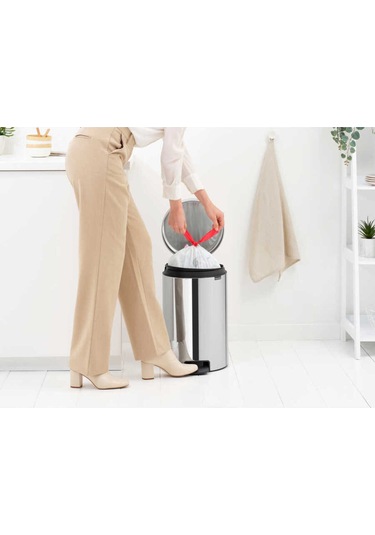 Çöp Kovası, Pedallı, Soft, 20lt - Parlak Paslanmaz Çelik Parlak Paslanmaz Çelik