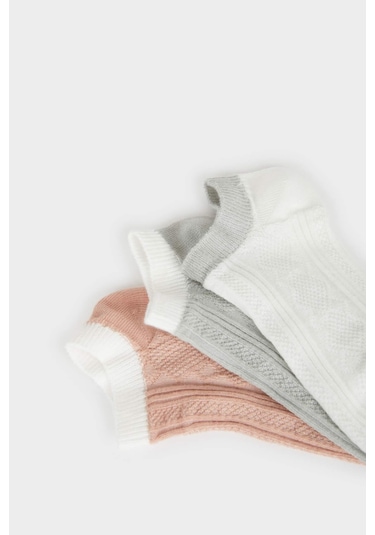 DeFacto Kız Çocuk 3'lü Pamuklu Patik Çorap E6064A8NSKR1