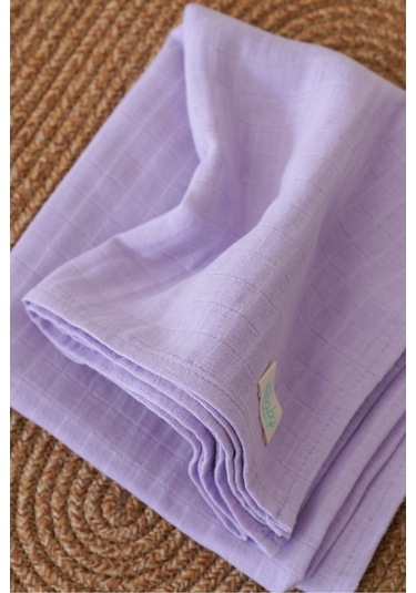 Organik Pamuk Çift Katlı Müslin Örtü Lavanta 75x85 CM Lavanta
