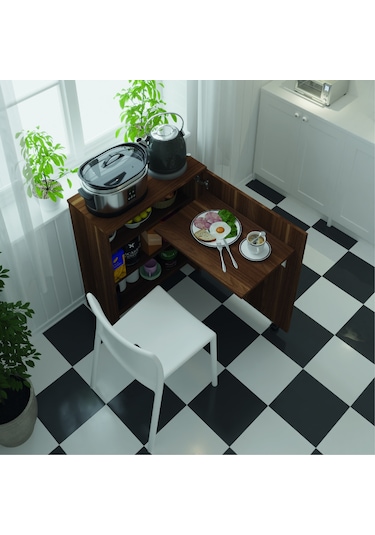 Asra Trend Mutfak Fonksiyonel Kiler Dolabı + Katlanır Masa Nevada