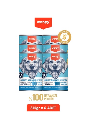 6 Adet Tahılsız Köpek %100 Gerçek Et Tavuklu Konserve 375 Gr