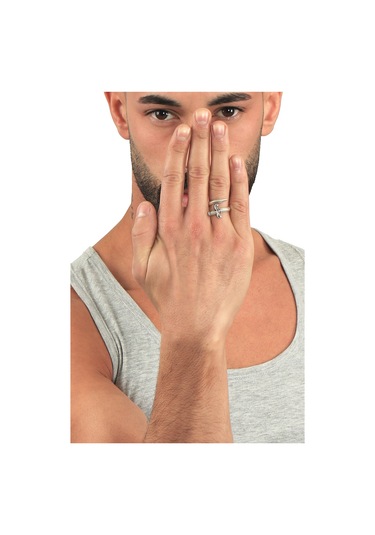 Erkek Antik Gümüş Kaplama Ayarlanabilir Dolama Formlu Kılıç Yüzük Gümüş