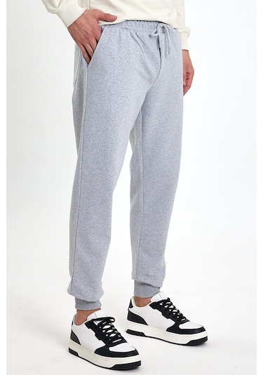 Erkek Eşofman Altı Cepli Standart Fit Rahat Kalıp Gri