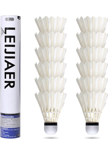 Geeksen Leıjıaer Profesyonel/başlangıç Seviyesi 12 Adet Toptan Badminton Topu - Dayanıklı Tüylü, Hızlı Ve Rüzgar Direncili, İç/ön Dış Kullanım