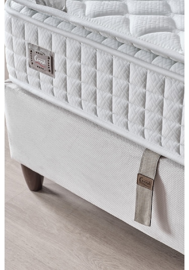 Zambak Tek Kişilik Antibakteriyel Ortopedik Paket Yaylı Pedli Yatak Ekru