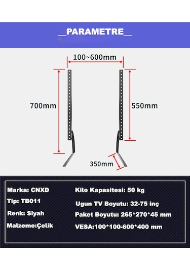 Dailytech 32 75" Lcd Led Sabit Ekran Evrensel Masaüstü Tv Standı