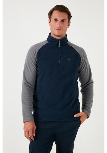 Buratti Slim Fit Yarım Fermuarlı Kışlık Şardonlu Erkek Polar 5906055 Lacivert