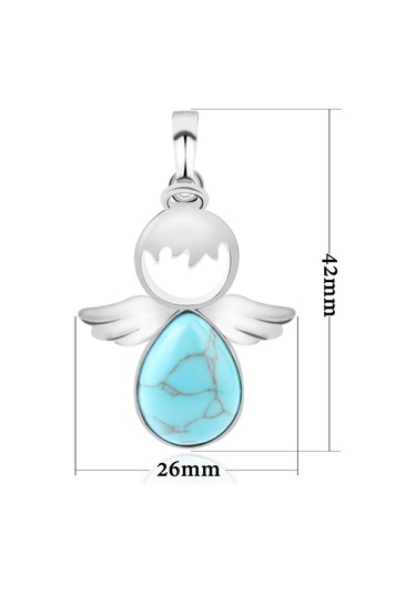 Kadın Melek Kanatları Kolye Doğal Kristal Taş Kolye Turkuaz Çok Renkli