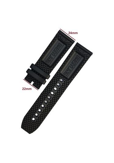 Breitling Modeli 24mm Siyah Renk Silikon Saat Kordonu