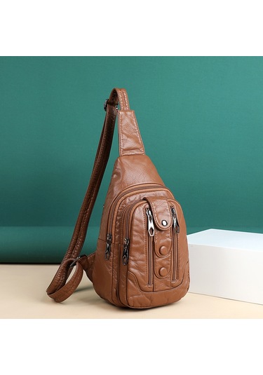 Çok Fermuarlı Retro Kadın Göğüs Çantası Günlük Büyük Kapasiteli Taşınabilir Kız Çantası Moda Boş Zaman Seyahat Küçük Çantasiyah Diğer