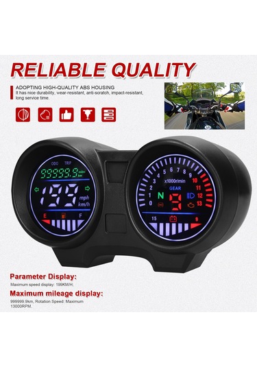 Hallow-led Motosiklet Hız Göstergesi Kilometre Sayacı 13000rpm Lmk00057