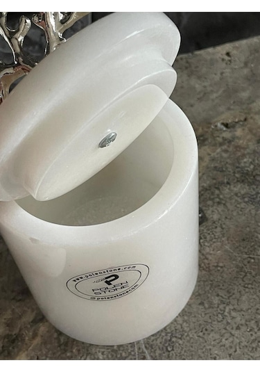 Beyazı Mermer Çöp Kovası, Wc Fırçalığı, Diş Fırçalık 3,lü Set Beyaz