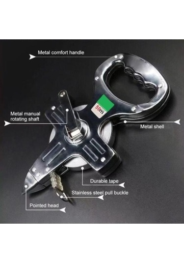 Novahub 30/50/100m Paslanmaz Çelik Çerçeve Cetvel, 1mm Doğruluk, Rocker Bant Ölçü Aracı, 30m Uzunluk, Kullanışlı Ölçüm Aracı 30 M