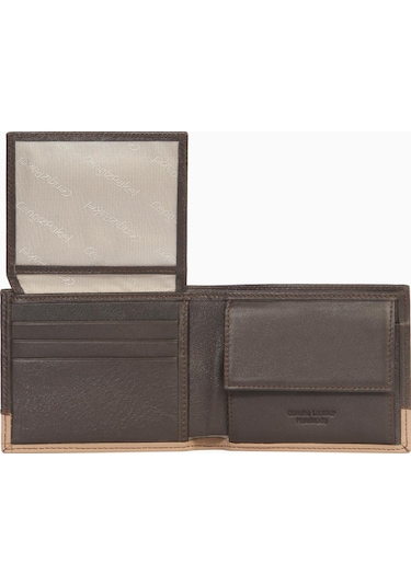 Cengiz Pakel Hakiki Deri Şerit Detaylı Yatay Erkek Cüzdan 27513 - Kahve/toprak Çok Renkli