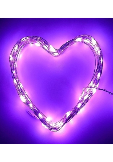 Ev Balkon Ve Parti İçin 10 Metre Pilli Mor Renk Peri Led Yılbaşı Süsü Işık Mor